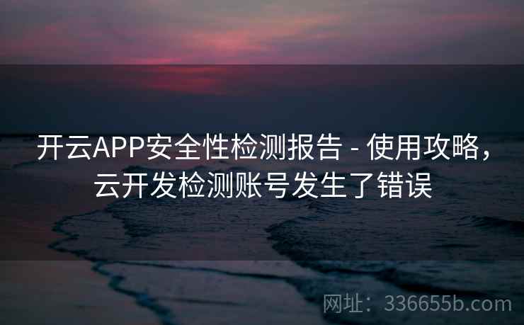 开云APP安全性检测报告 - 使用攻略,云开发检测账号发生了错误